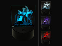 Scarecrow with Black Cat Harvest Pumpkins 3D Illusion LED Night Light Sign Nightstand Desk Lamp