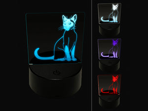 Smart Siamese Cat 3D Illusion LED Night Light Sign Nightstand Desk Lamp