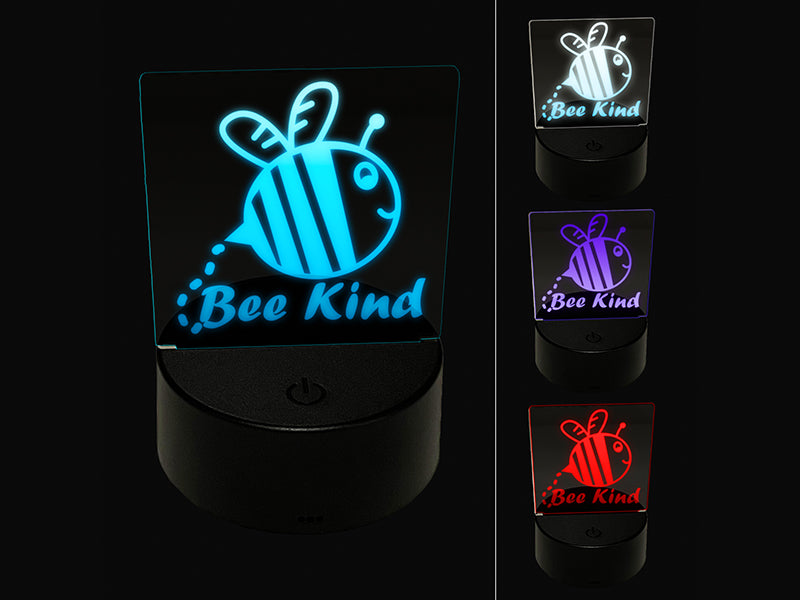 Be Kind Bumble Bee Kindness 3D Illusion LED Night Light Sign Nightstand Desk Lamp