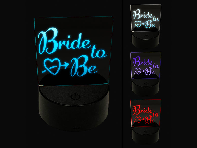 Bride to Be with Heart Wedding Bridal Shower 3D Illusion LED Night Light Sign Nightstand Desk Lamp