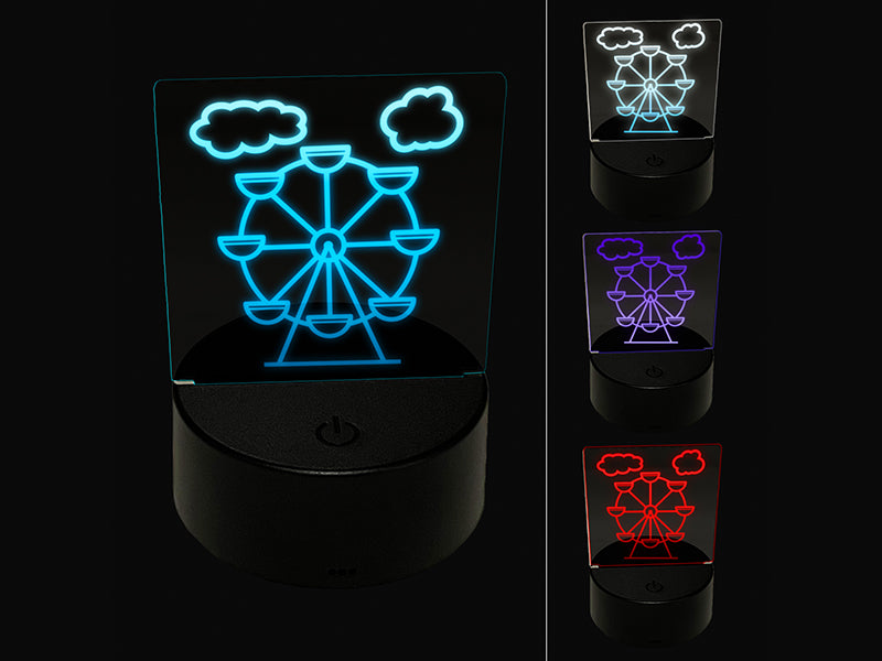 Ferris Wheel Carnival Ride 3D Illusion LED Night Light Sign Nightstand Desk Lamp