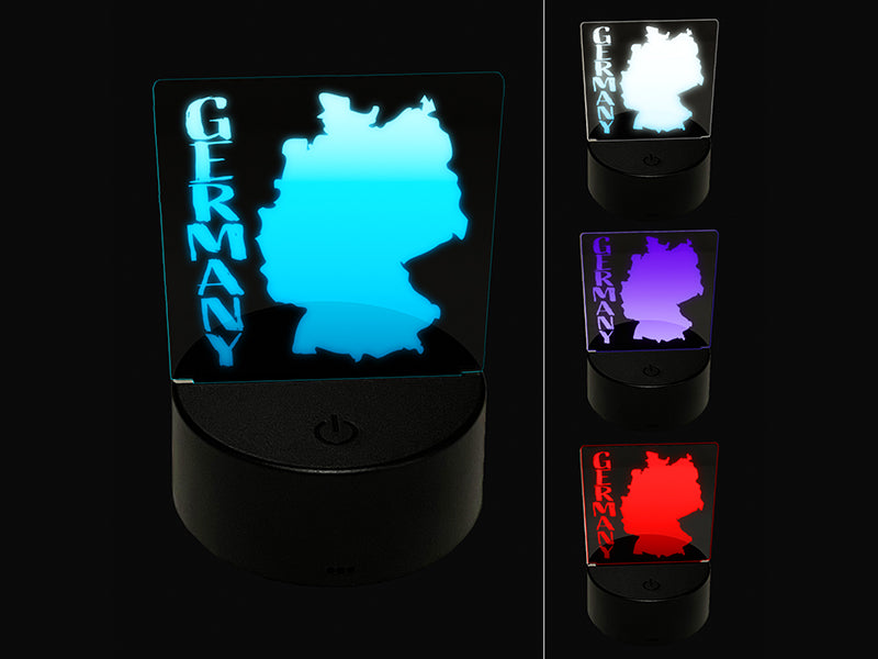 Germany Country Solid with Text 3D Illusion LED Night Light Sign Nightstand Desk Lamp