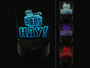 Hay Hello Cow Bale Fun 3D Illusion LED Night Light Sign Nightstand Desk Lamp