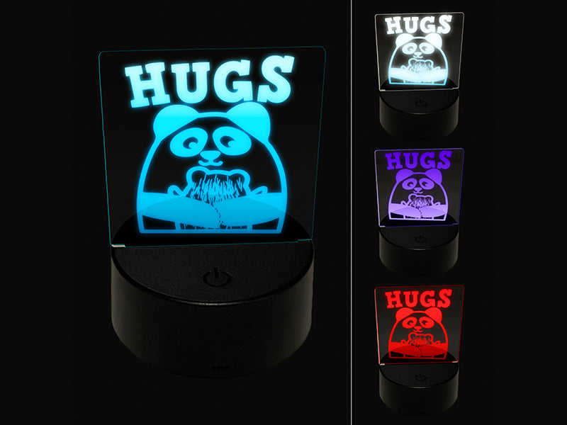 Hugs Panda Parent Child 3D Illusion LED Night Light Sign Nightstand Desk Lamp