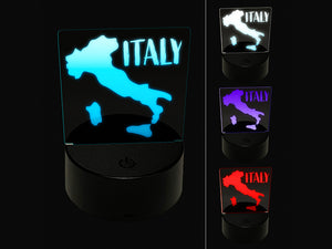 Italy Country Solid with Text 3D Illusion LED Night Light Sign Nightstand Desk Lamp