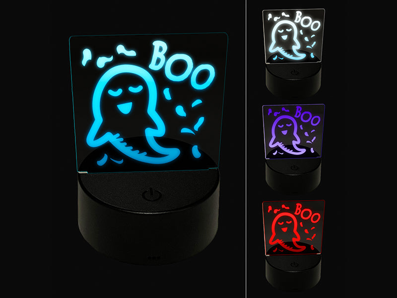 Sweet Ghost Boo Halloween 3D Illusion LED Night Light Sign Nightstand Desk Lamp