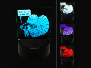 Angry Betta Fish Looking to Start Fight 3D Illusion LED Night Light Sign Nightstand Desk Lamp