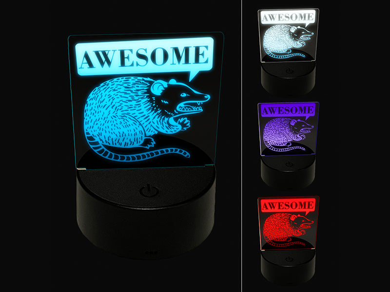 Awesome Possum Opossum 3D Illusion LED Night Light Sign Nightstand Desk Lamp