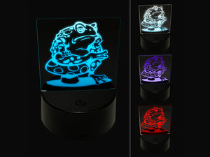 Bored Toad Frog on Toadstool Mushroom 3D Illusion LED Night Light Sign Nightstand Desk Lamp