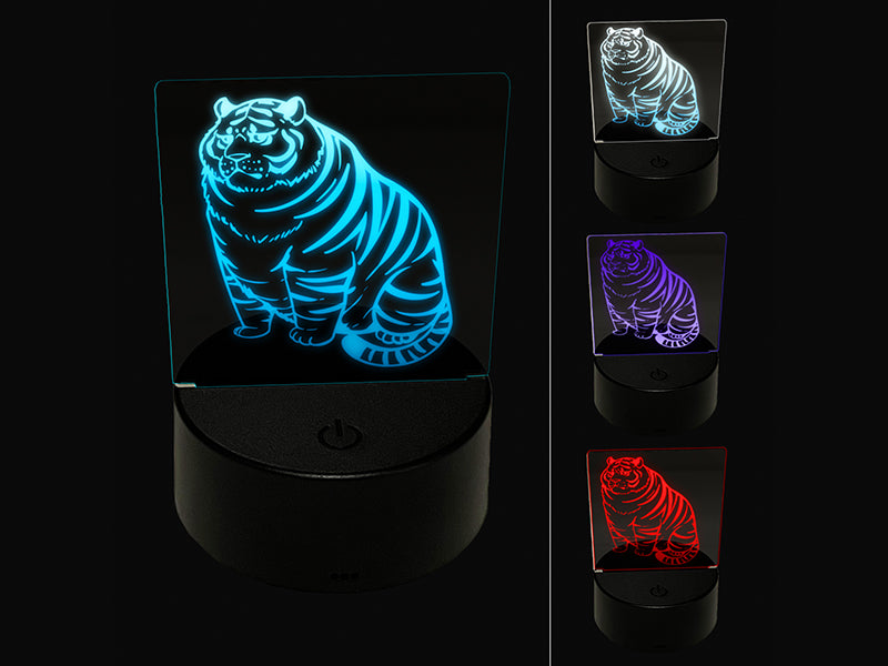 Chubby Fat Tiger 3D Illusion LED Night Light Sign Nightstand Desk Lamp
