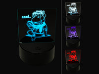 Cool Hipster Hippo Hippopotamus with Coffee 3D Illusion LED Night Light Sign Nightstand Desk Lamp