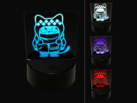 Cute Cat in Jacket is Ready for Winter 3D Illusion LED Night Light Sign Nightstand Desk Lamp