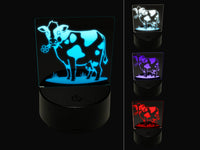 Cute Cow Eating Flower 3D Illusion LED Night Light Sign Nightstand Desk Lamp