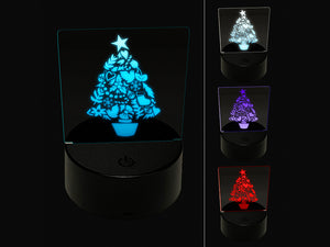 Decorated Christmas Tree Stocking Ornament Dove 3D Illusion LED Night Light Sign Nightstand Desk Lamp