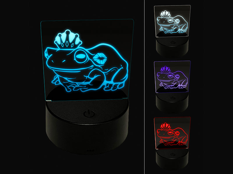 Fairy Tale Frog Prince with Crown and Kiss 3D Illusion LED Night Light Sign Nightstand Desk Lamp