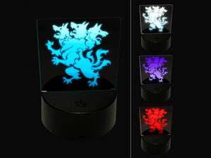 Heraldic Cerberus Three Headed Dog 3D Illusion LED Night Light Sign Nightstand Desk Lamp