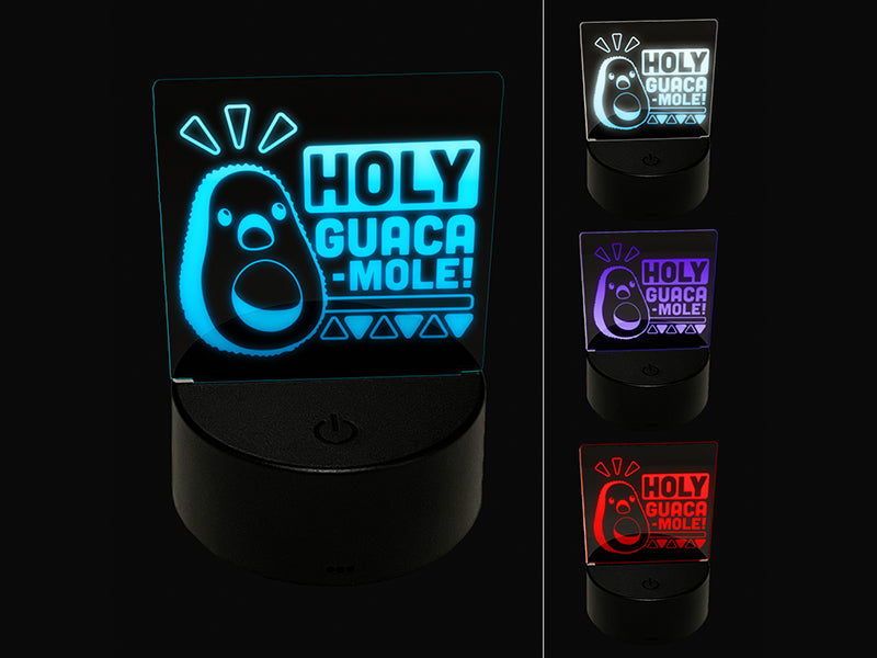 Holy Guacamole Avocado Funny 3D Illusion LED Night Light Sign Nightstand Desk Lamp