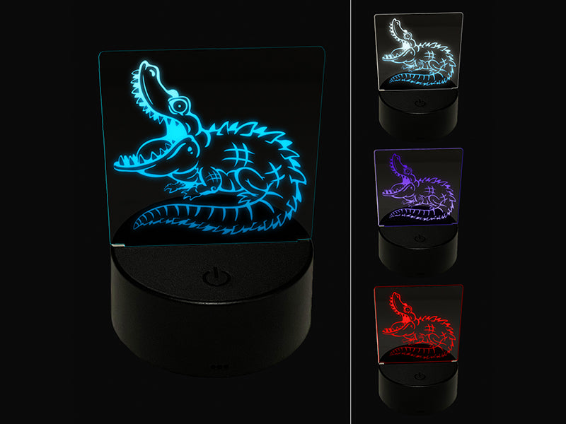 Hungry Crocodile Alligator 3D Illusion LED Night Light Sign Nightstand Desk Lamp