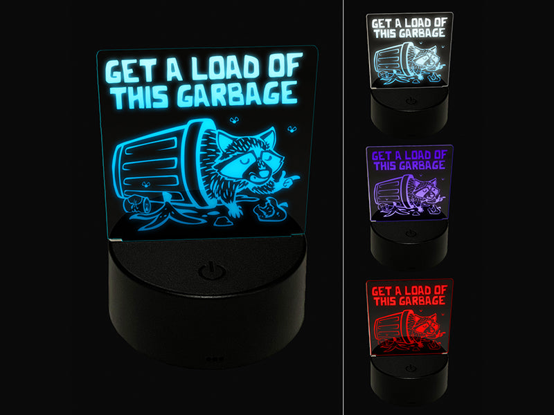 Insulting Garbage Raccoon Trash Can Panda 3D Illusion LED Night Light Sign Nightstand Desk Lamp