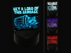 Insulting Garbage Raccoon Trash Can Panda 3D Illusion LED Night Light Sign Nightstand Desk Lamp