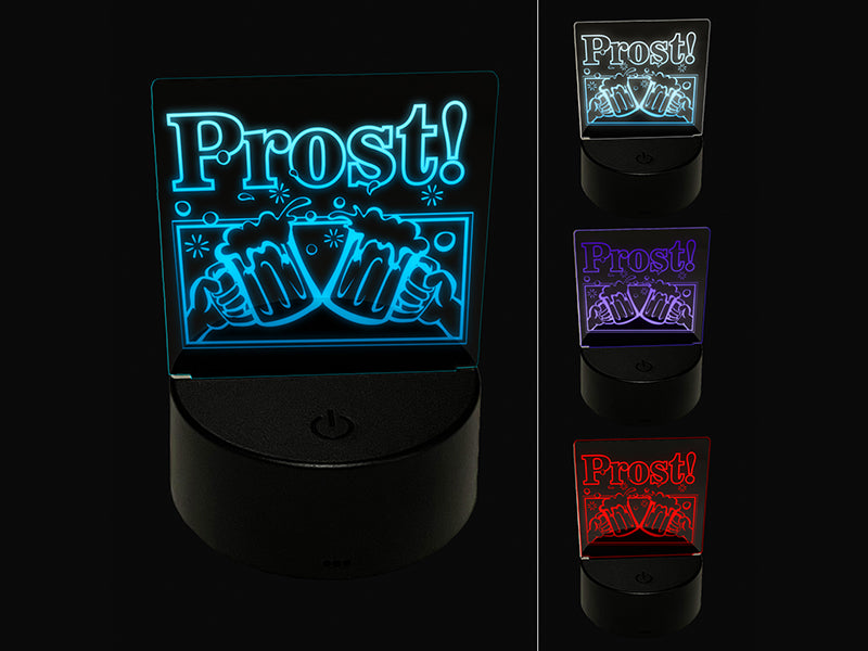 Oktoberfest Prost German Cheers Beer Steins 3D Illusion LED Night Light Sign Nightstand Desk Lamp