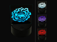 Single Peony Flower 3D Illusion LED Night Light Sign Nightstand Desk Lamp