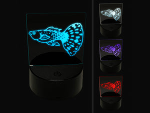 Spotted Guppy Fish 3D Illusion LED Night Light Sign Nightstand Desk Lamp