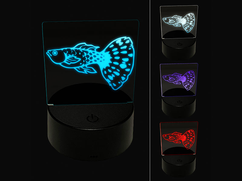 Spotted Guppy Fish 3D Illusion LED Night Light Sign Nightstand Desk Lamp