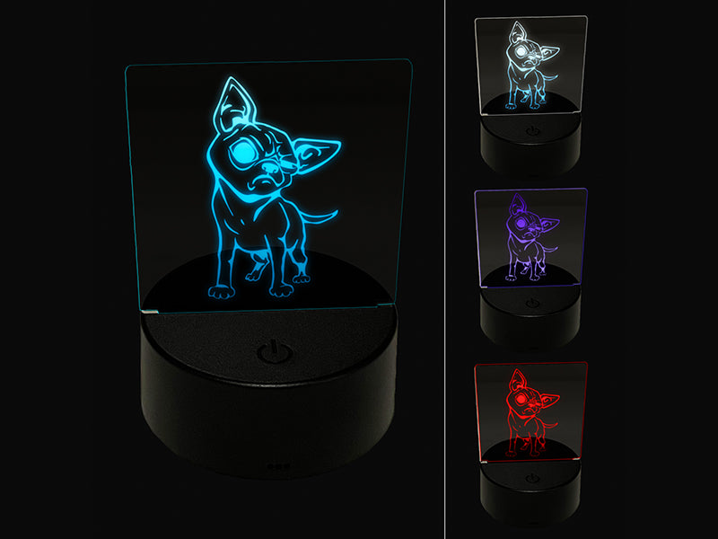 Suspicious Chihuahua Dog 3D Illusion LED Night Light Sign Nightstand Desk Lamp