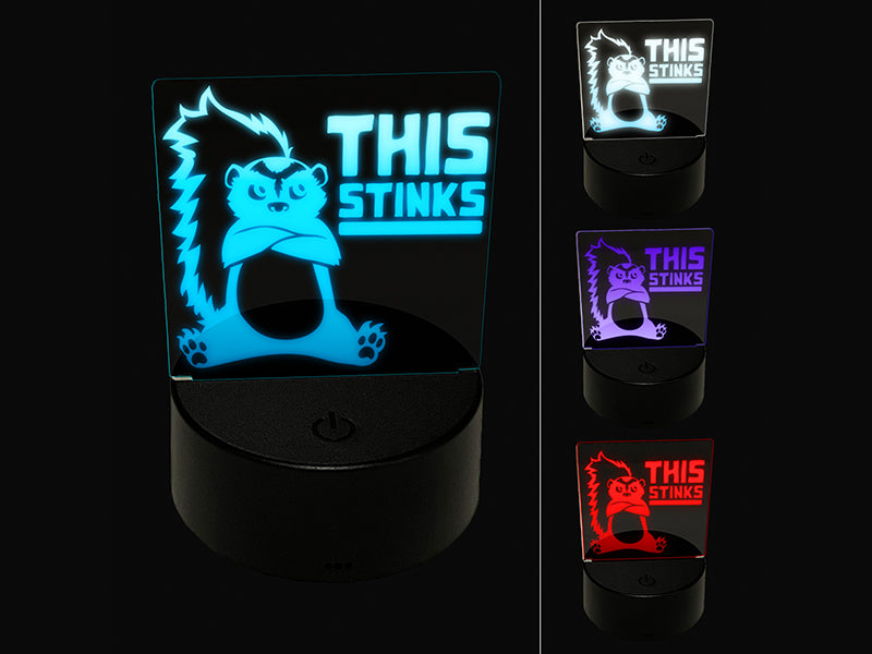 This Stinks Says the Grumpy Skunk 3D Illusion LED Night Light Sign Nightstand Desk Lamp