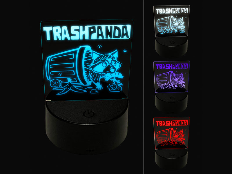 Trash Panda Raccoon 3D Illusion LED Night Light Sign Nightstand Desk Lamp