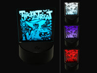 Trick or Treat Halloween Witch 3D Illusion LED Night Light Sign Nightstand Desk Lamp