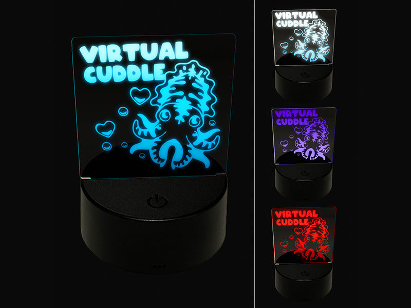 Virtual Cuddle Cuttlefish 3D Illusion LED Night Light Sign Nightstand Desk Lamp
