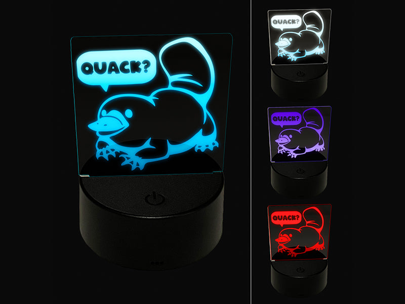 What Does the Platypus Say 3D Illusion LED Night Light Sign Nightstand Desk Lamp