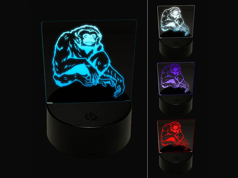 White Handed Gibbon 3D Illusion LED Night Light Sign Nightstand Desk Lamp