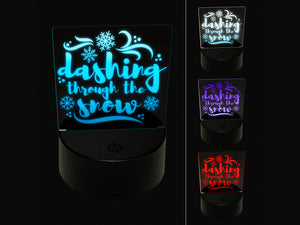 Dashing Through the Snow Winter Snowflakes Christmas 3D Illusion LED Night Light Sign Nightstand Desk Lamp