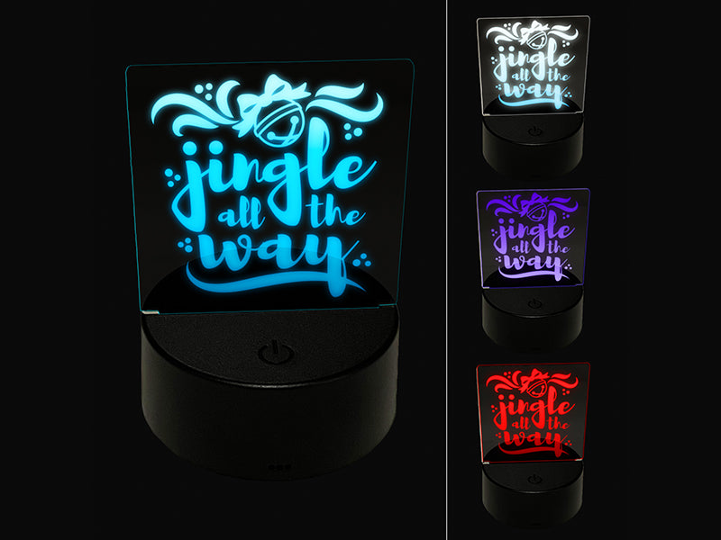 Jingle All the Way Christmas 3D Illusion LED Night Light Sign Nightstand Desk Lamp