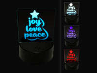 Joy Love Peace Christmas Tree 3D Illusion LED Night Light Sign Nightstand Desk Lamp