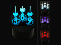 Joy Ornaments Christmas 3D Illusion LED Night Light Sign Nightstand Desk Lamp