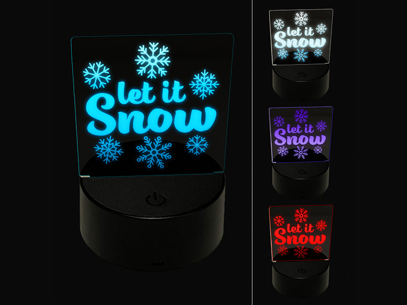Let it Snow Winter 3D Illusion LED Night Light Sign Nightstand Desk Lamp