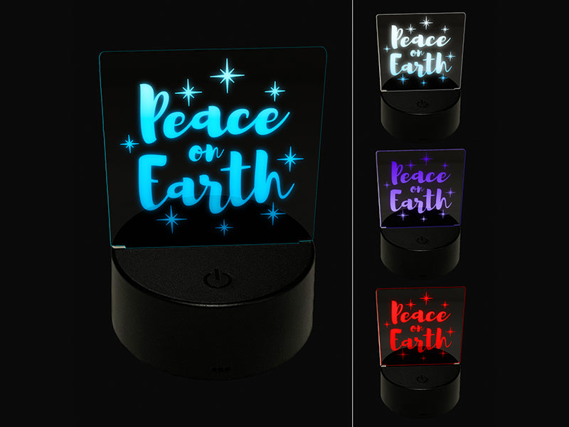 Peace On Earth Christmas 3D Illusion LED Night Light Sign Nightstand Desk Lamp