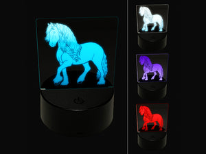 Elegant Friesian Horse 3D Illusion LED Night Light Sign Nightstand Desk Lamp