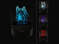 Happy Christmas Corgi with Mistletoe in Santa Hat 3D Illusion LED Night Light Sign Nightstand Desk Lamp