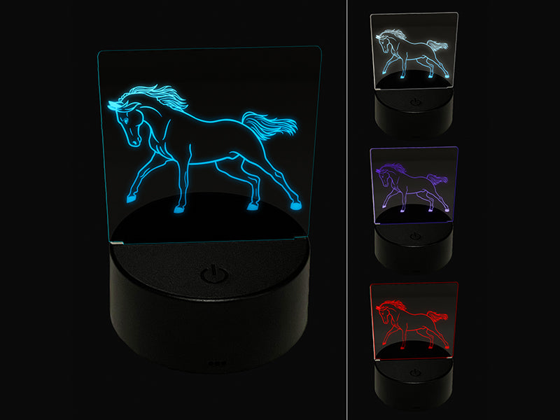 Wild Arabian Horse 3D Illusion LED Night Light Sign Nightstand Desk Lamp