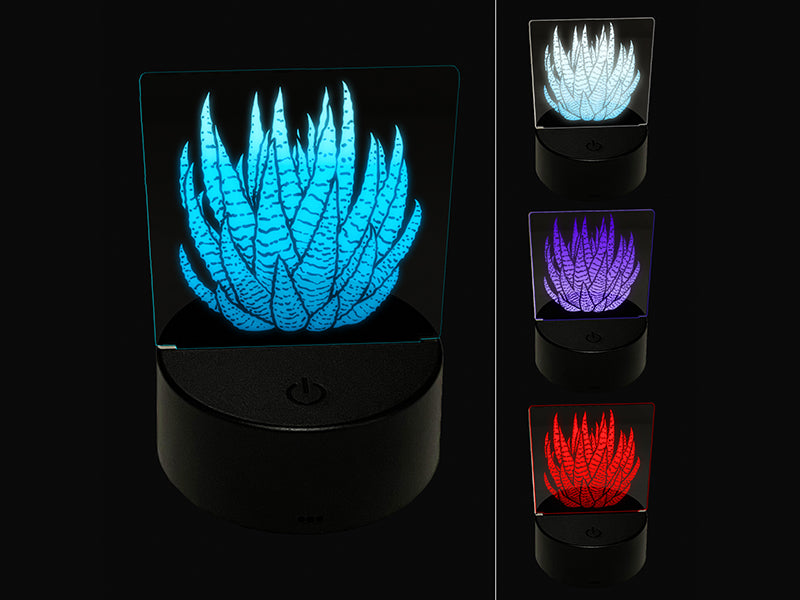 Zebra Haworthia Succulent Plant 3D Illusion LED Night Light Sign Nightstand Desk Lamp
