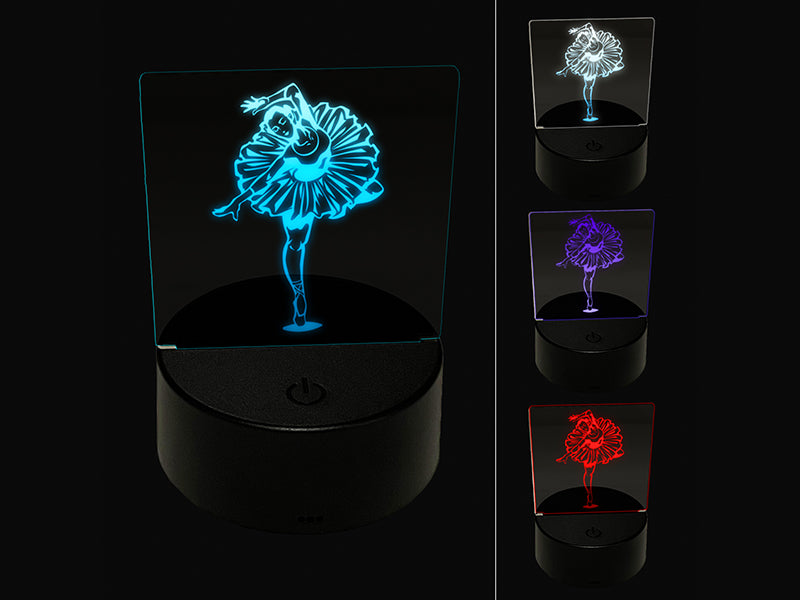 Ballerina En Pointe Pose 3D Illusion LED Night Light Sign Nightstand Desk Lamp