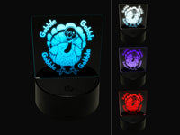 Cute Thanksgiving Turkey Gobble 3D Illusion LED Night Light Sign Nightstand Desk Lamp