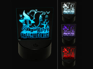 Happy Halloweenie Dachshund Weiner Dog Halloween 3D Illusion LED Night Light Sign Nightstand Desk Lamp