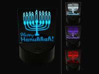 Happy Hanukkah with Menorah 3D Illusion LED Night Light Sign Nightstand Desk Lamp