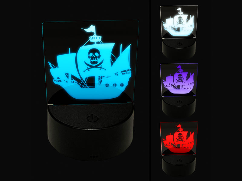 Haunted Ghost Pirate Ship with Jolly Roger 3D Illusion LED Night Light Sign Nightstand Desk Lamp